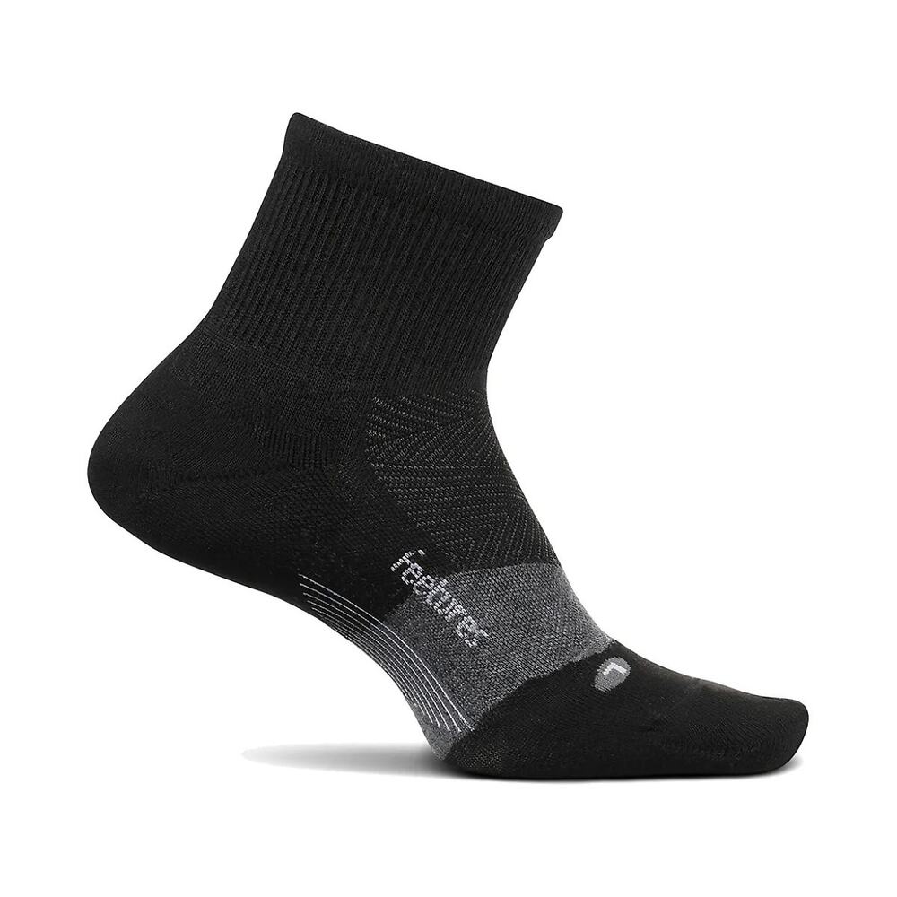 Feetures Women's Large Charcoal Black Merino 10 Cushion Quarter Socks D23-4